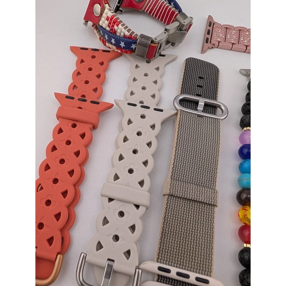 Apple Watch Band Lot of 12 - Beaded, Silicone, Stretch, Link 42,44,45mm
